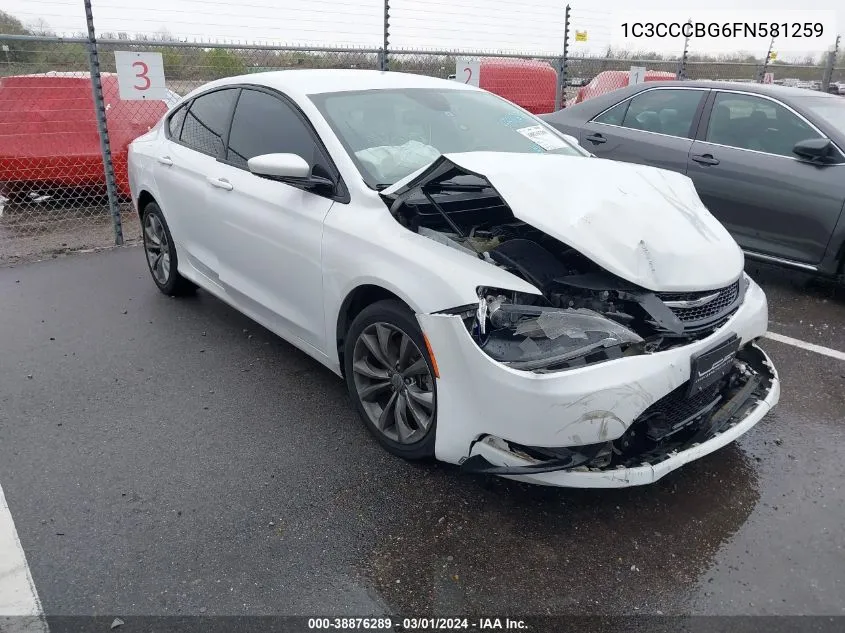 2015 Chrysler 200 S VIN: 1C3CCCBG6FN581259 Lot: 38876289