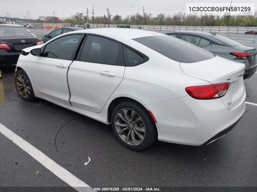 2015 Chrysler 200 S VIN: 1C3CCCBG6FN581259 Lot: 38876289