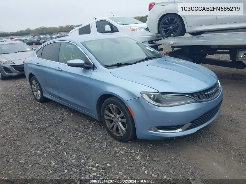 2015 Chrysler 200 Limited VIN: 1C3CCCAB2FN685219 Lot: 39344297