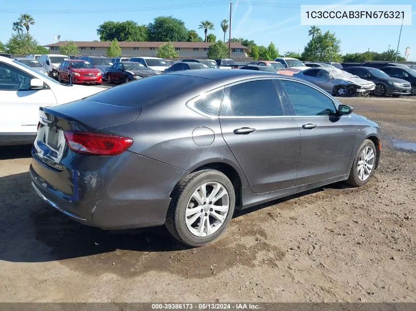 2015 Chrysler 200 Limited VIN: 1C3CCCAB3FN676321 Lot: 39386173