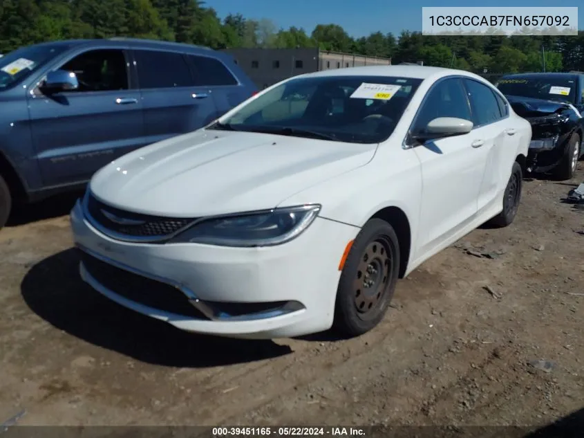 2015 Chrysler 200 Limited VIN: 1C3CCCAB7FN657092 Lot: 39451165