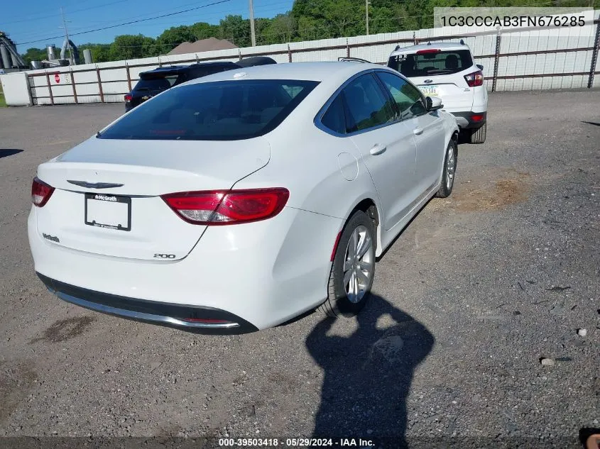 2015 Chrysler 200 Limited VIN: 1C3CCCAB3FN676285 Lot: 39503418