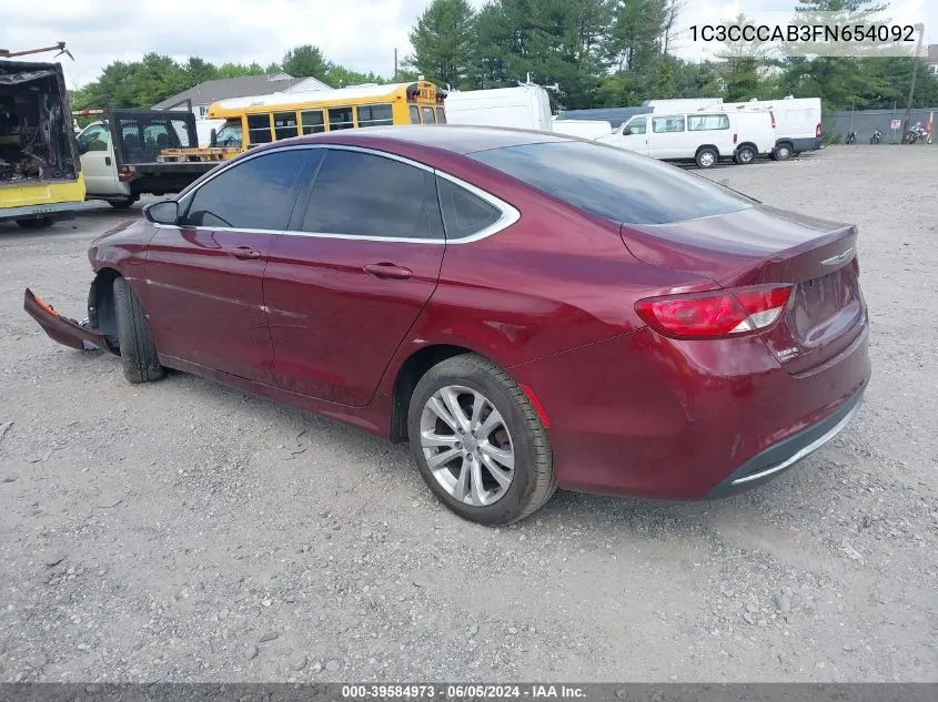 2015 Chrysler 200 Limited VIN: 1C3CCCAB3FN654092 Lot: 39584973