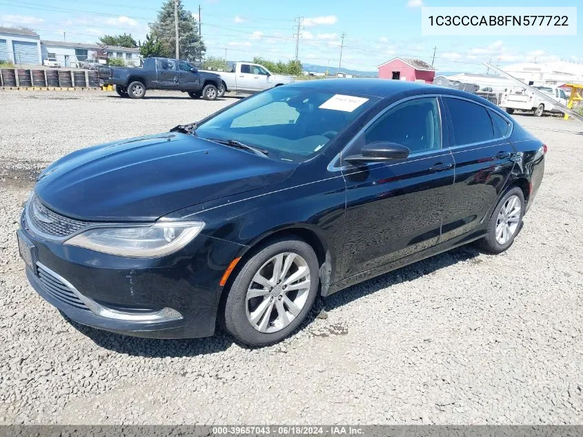 2015 Chrysler 200 Limited VIN: 1C3CCCAB8FN577722 Lot: 39657043