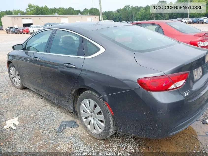 2015 Chrysler 200 Lx VIN: 1C3CCCFB5FN610880 Lot: 39800161