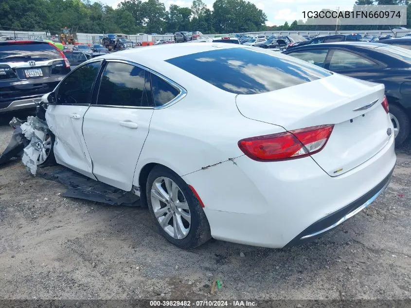 2015 Chrysler 200 Limited VIN: 1C3CCCAB1FN660974 Lot: 39829482