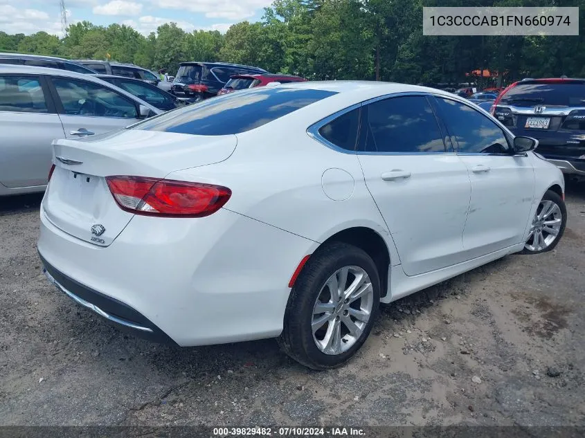 2015 Chrysler 200 Limited VIN: 1C3CCCAB1FN660974 Lot: 39829482