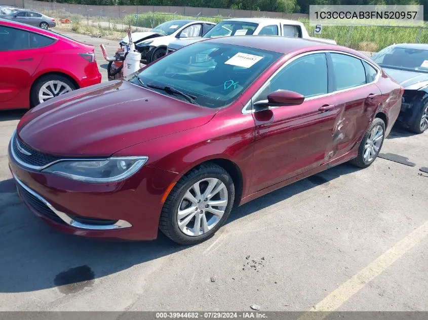 2015 Chrysler 200 Limited VIN: 1C3CCCAB3FN520957 Lot: 39944682