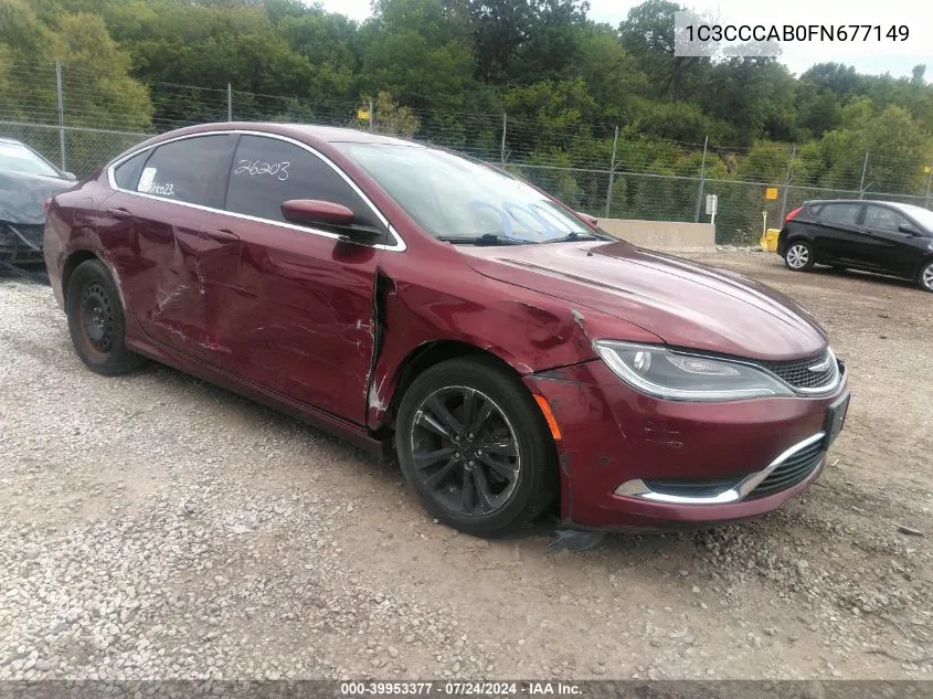 2015 Chrysler 200 Limited VIN: 1C3CCCAB0FN677149 Lot: 39953377