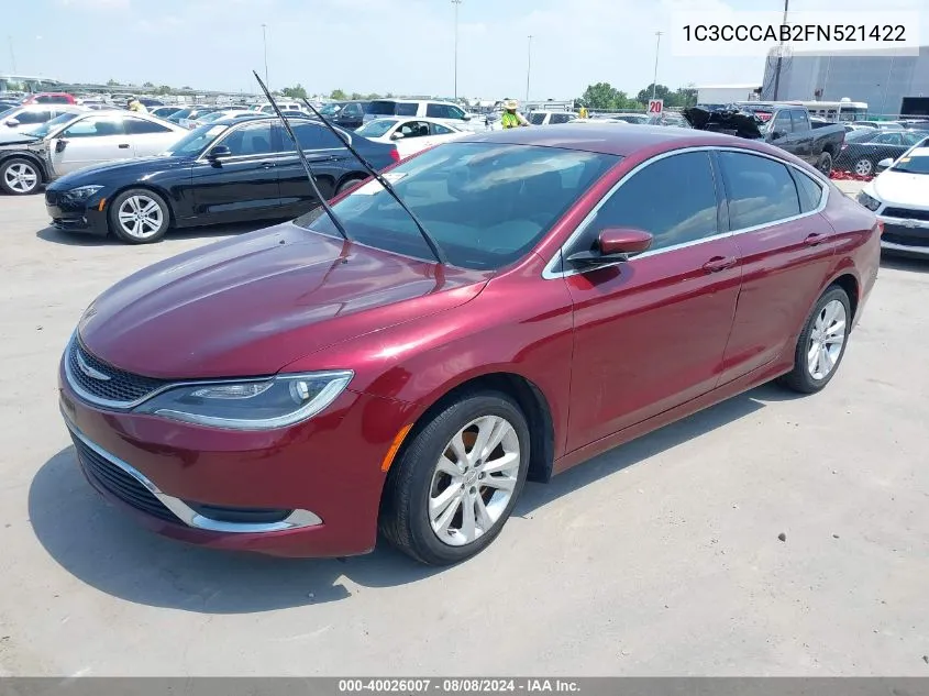 2015 Chrysler 200 Limited VIN: 1C3CCCAB2FN521422 Lot: 40026007