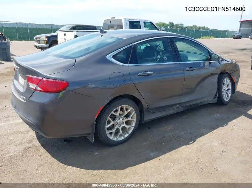 2015 Chrysler 200 C VIN: 1C3CCCEG1FN514600 Lot: 40042968