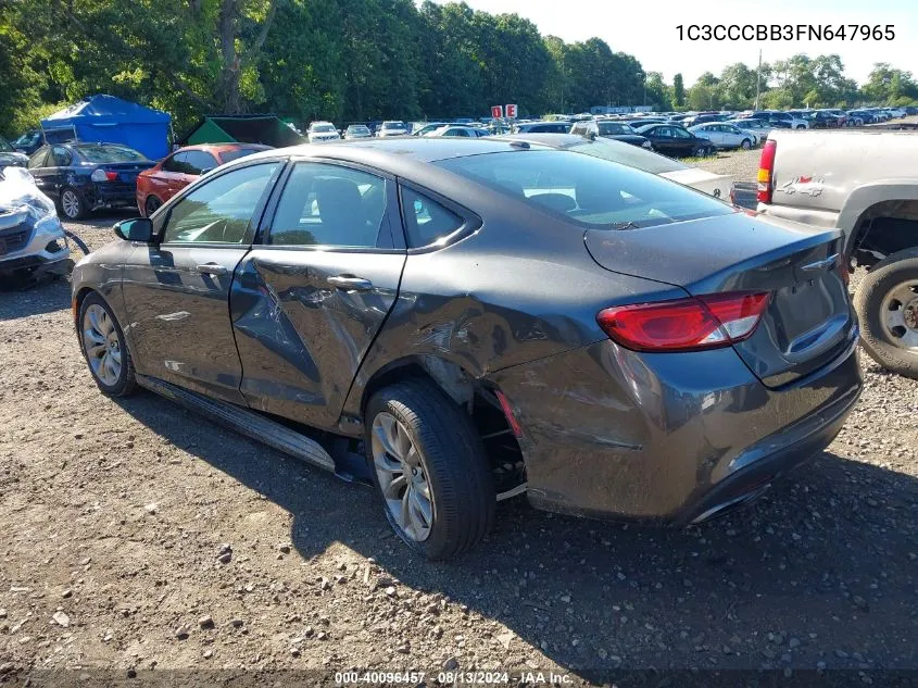 2015 Chrysler 200 S VIN: 1C3CCCBB3FN647965 Lot: 40096457