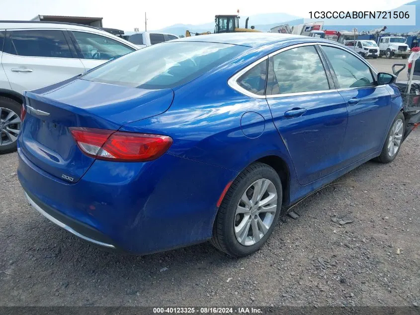 1C3CCCAB0FN721506 2015 Chrysler 200 Limited