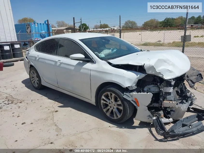 2015 Chrysler 200 Limited VIN: 1C3CCCAB7FN581664 Lot: 40150172