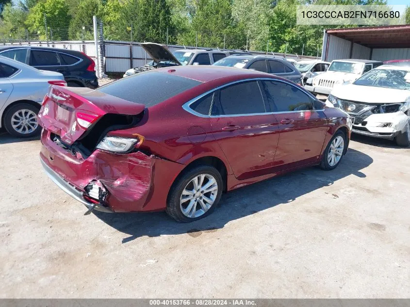 2015 Chrysler 200 Limited VIN: 1C3CCCAB2FN716680 Lot: 40153766