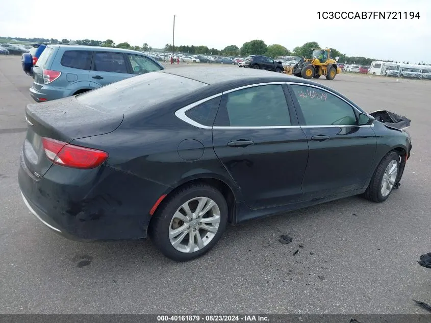 1C3CCCAB7FN721194 2015 Chrysler 200 Limited