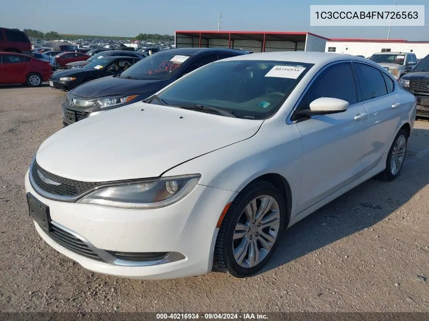 2015 Chrysler 200 Limited VIN: 1C3CCCAB4FN726563 Lot: 40216934