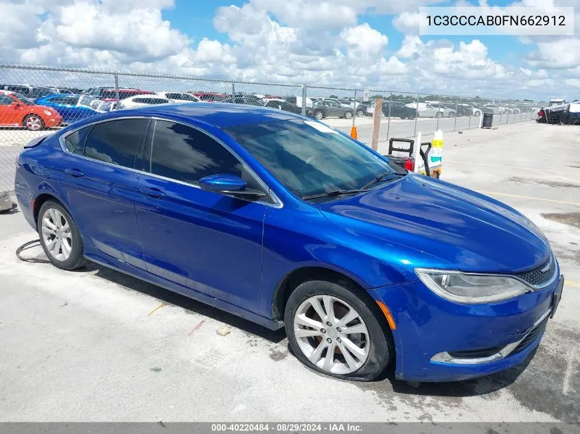 2015 Chrysler 200 Limited VIN: 1C3CCCAB0FN662912 Lot: 40220484