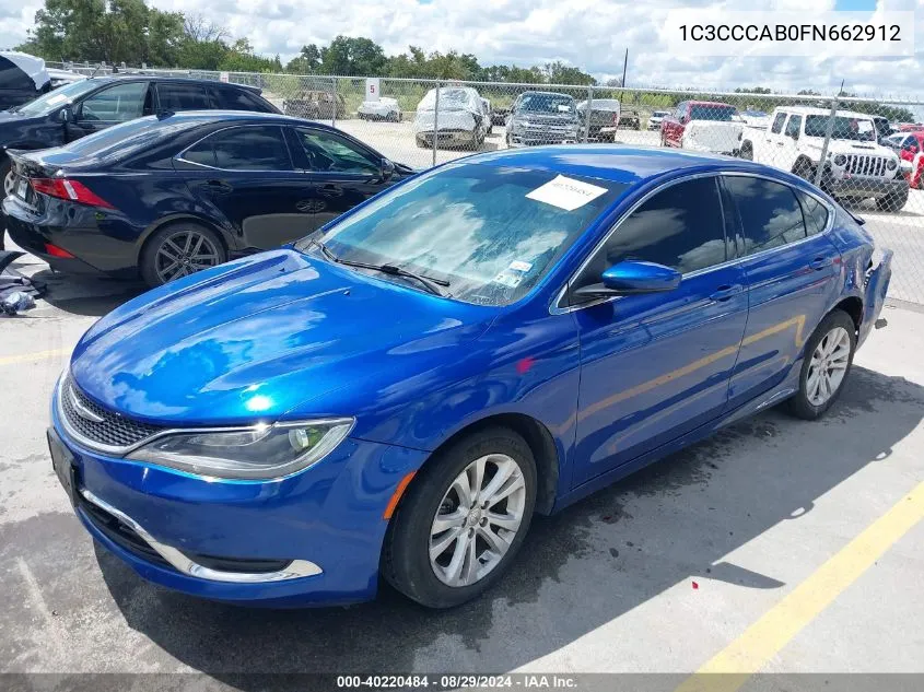 2015 Chrysler 200 Limited VIN: 1C3CCCAB0FN662912 Lot: 40220484