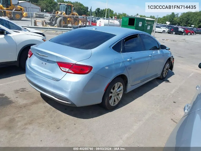 2015 Chrysler 200 Limited VIN: 1C3CCCAB1FN714435 Lot: 40255760