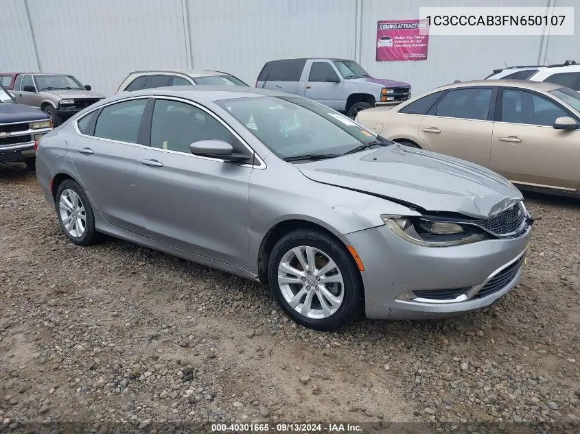 2015 Chrysler 200 Limited VIN: 1C3CCCAB3FN650107 Lot: 40301665