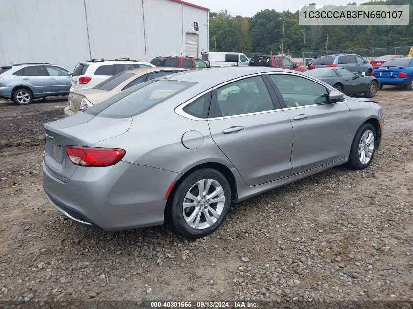 2015 Chrysler 200 Limited VIN: 1C3CCCAB3FN650107 Lot: 40301665