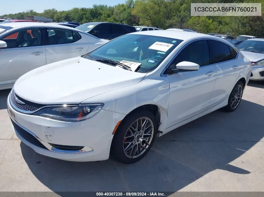 2015 Chrysler 200 Limited VIN: 1C3CCCAB6FN760021 Lot: 40307230