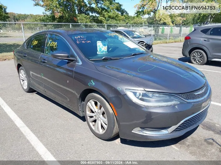 2015 Chrysler 200 Limited VIN: 1C3CCCAB1FN694753 Lot: 40307803