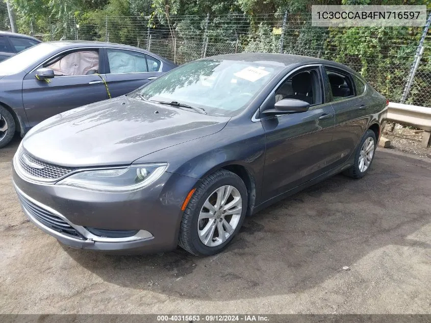 2015 Chrysler 200 Limited VIN: 1C3CCCAB4FN716597 Lot: 40315653