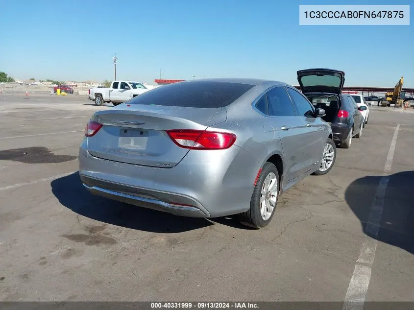 1C3CCCAB0FN647875 2015 Chrysler 200 Limited