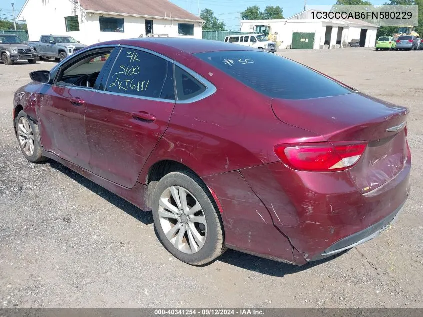 2015 Chrysler 200 Limited VIN: 1C3CCCAB6FN580229 Lot: 40341254