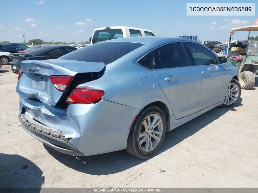 2015 Chrysler 200 Limited VIN: 1C3CCCAB5FN635589 Lot: 40360794