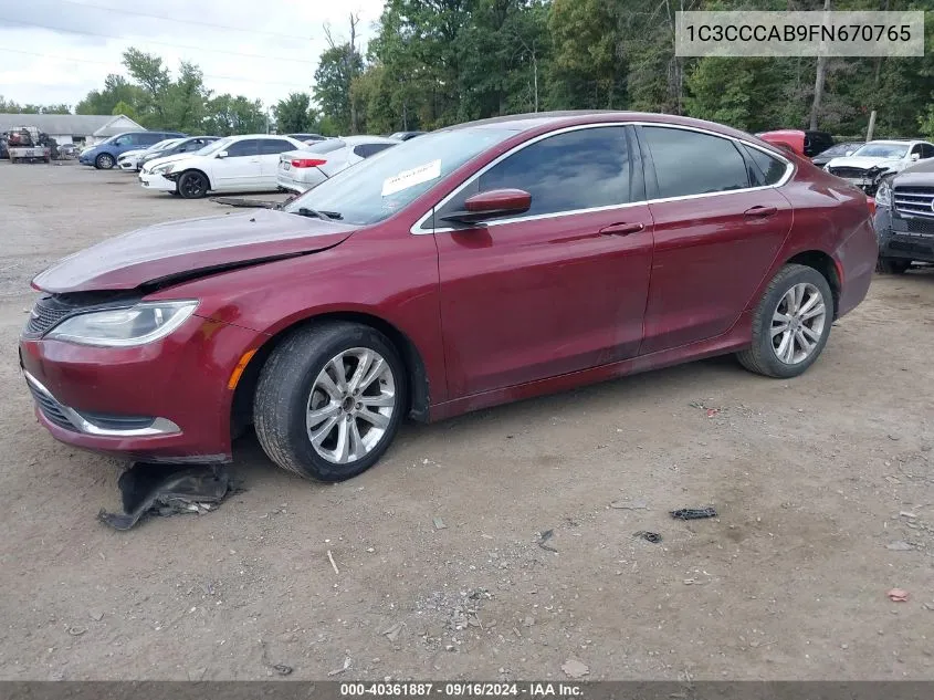 1C3CCCAB9FN670765 2015 Chrysler 200 Limited