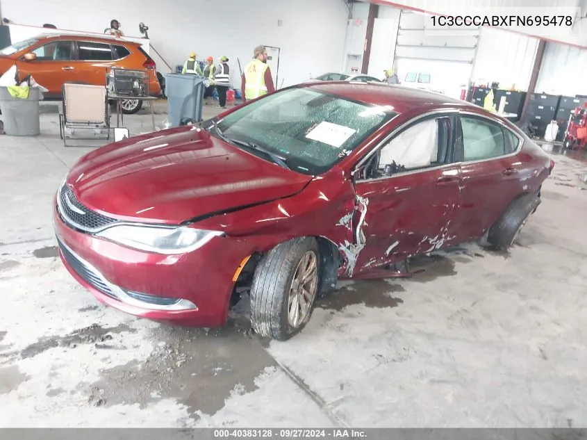 2015 Chrysler 200 Limited VIN: 1C3CCCABXFN695478 Lot: 40383128