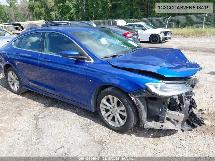 2015 Chrysler 200 Limited VIN: 1C3CCCAB2FN598419 Lot: 40386047