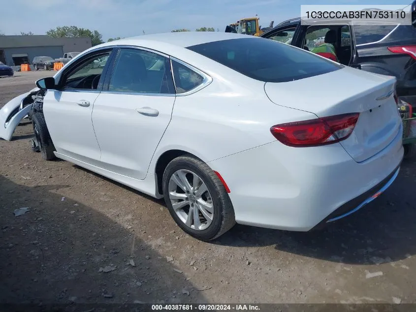 1C3CCCAB3FN753110 2015 Chrysler 200 Limited