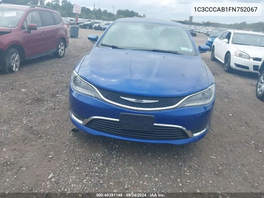 2015 Chrysler 200 Limited VIN: 1C3CCCAB1FN752067 Lot: 40391145