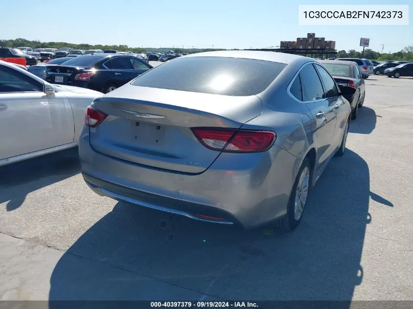 1C3CCCAB2FN742373 2015 Chrysler 200 Limited