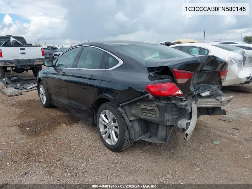 2015 Chrysler 200 Limited VIN: 1C3CCCAB0FN580145 Lot: 40401245