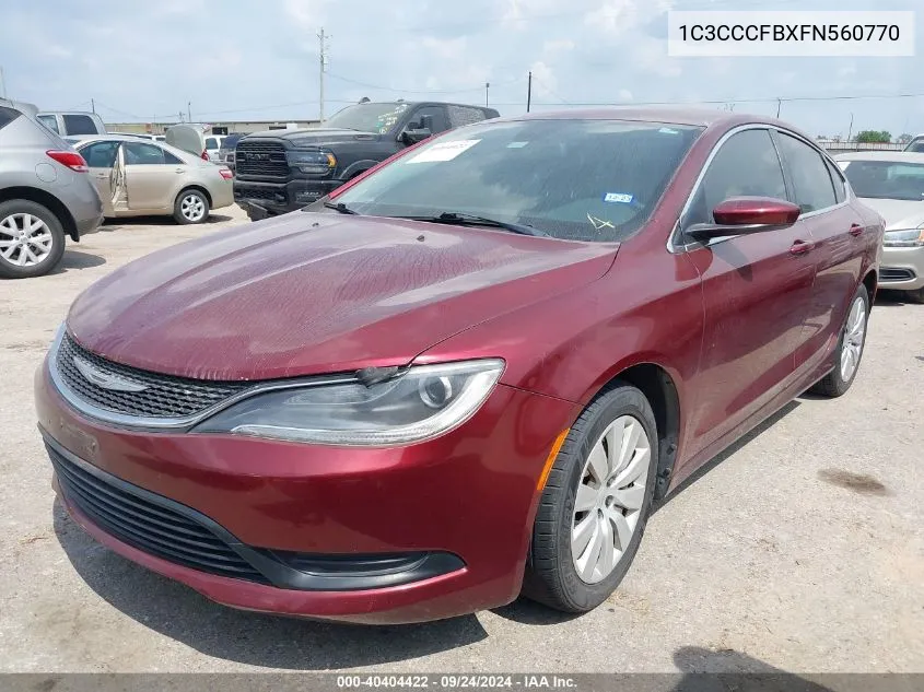 2015 Chrysler 200 Lx VIN: 1C3CCCFBXFN560770 Lot: 40404422