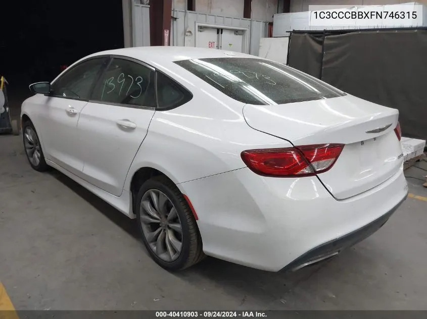 2015 Chrysler 200 S VIN: 1C3CCCBBXFN746315 Lot: 40410903