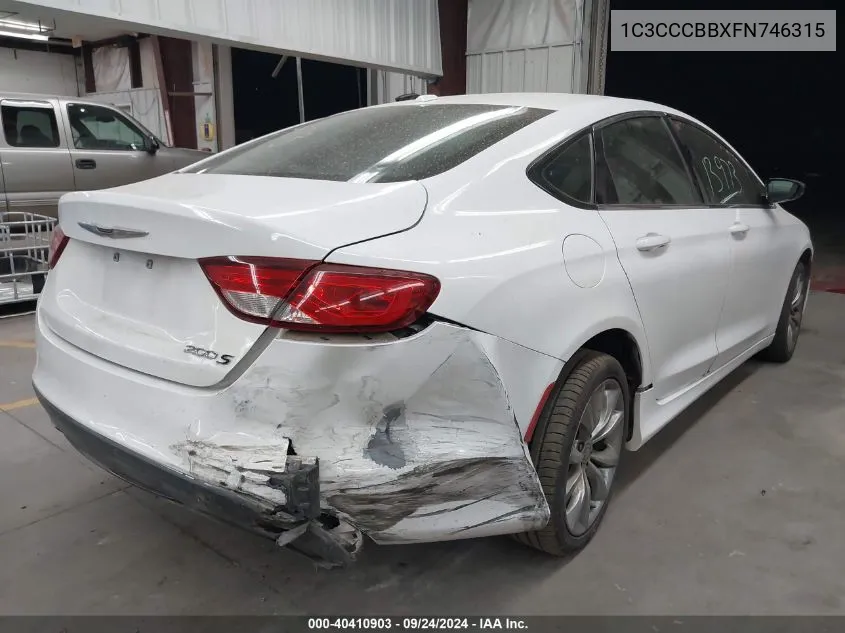 2015 Chrysler 200 S VIN: 1C3CCCBBXFN746315 Lot: 40410903