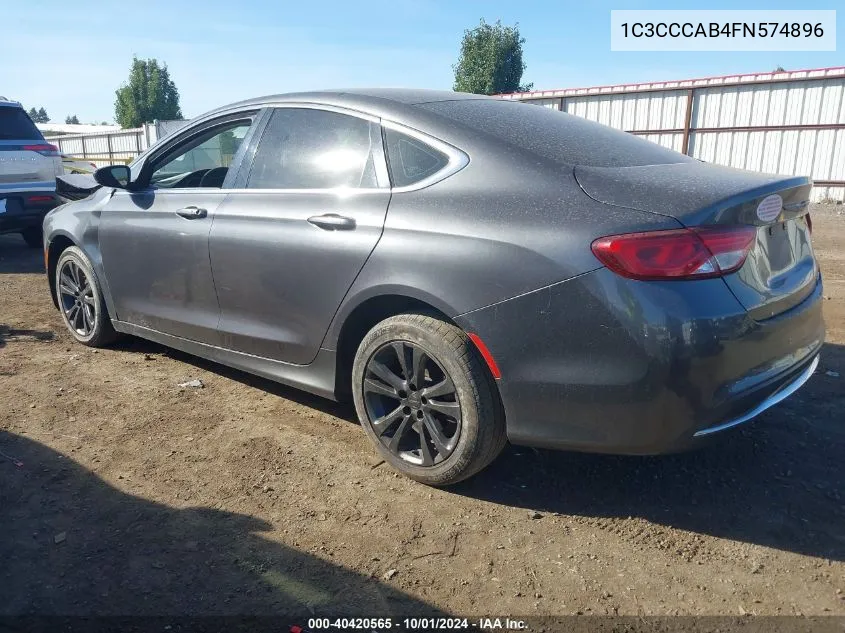 2015 Chrysler 200 Limited VIN: 1C3CCCAB4FN574896 Lot: 40420565