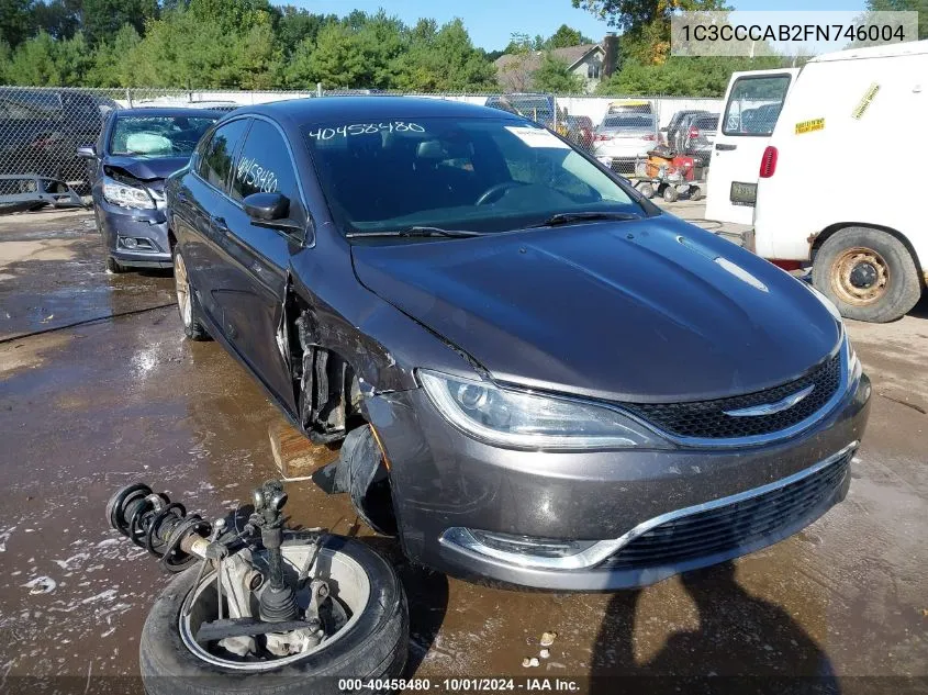 2015 Chrysler 200 Limited VIN: 1C3CCCAB2FN746004 Lot: 40458480