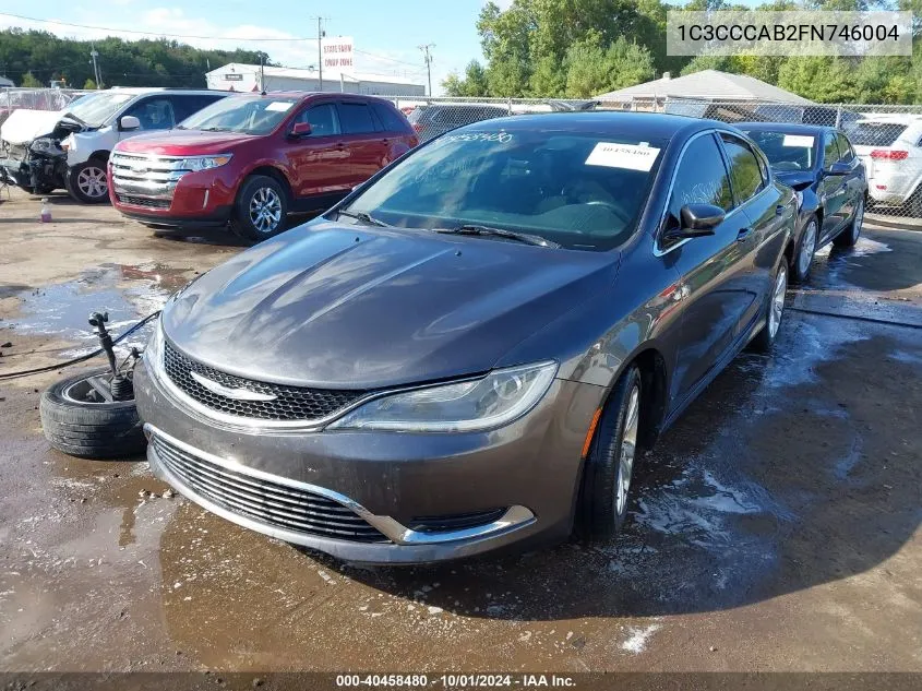 2015 Chrysler 200 Limited VIN: 1C3CCCAB2FN746004 Lot: 40458480