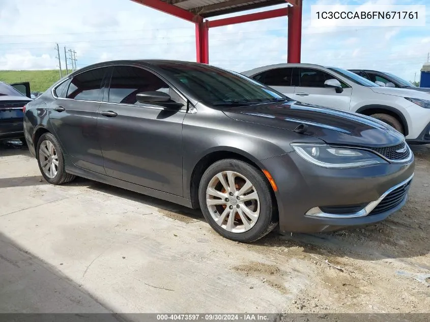 1C3CCCAB6FN671761 2015 Chrysler 200 Limited