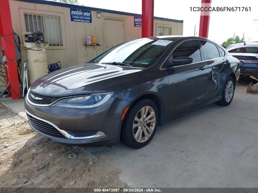 2015 Chrysler 200 Limited VIN: 1C3CCCAB6FN671761 Lot: 40473597