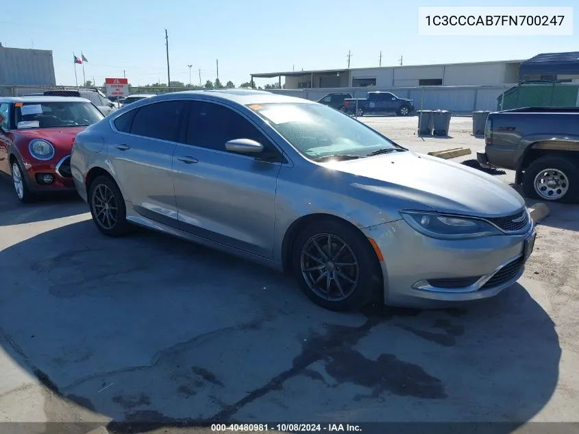 2015 Chrysler 200 Limited VIN: 1C3CCCAB7FN700247 Lot: 40480981