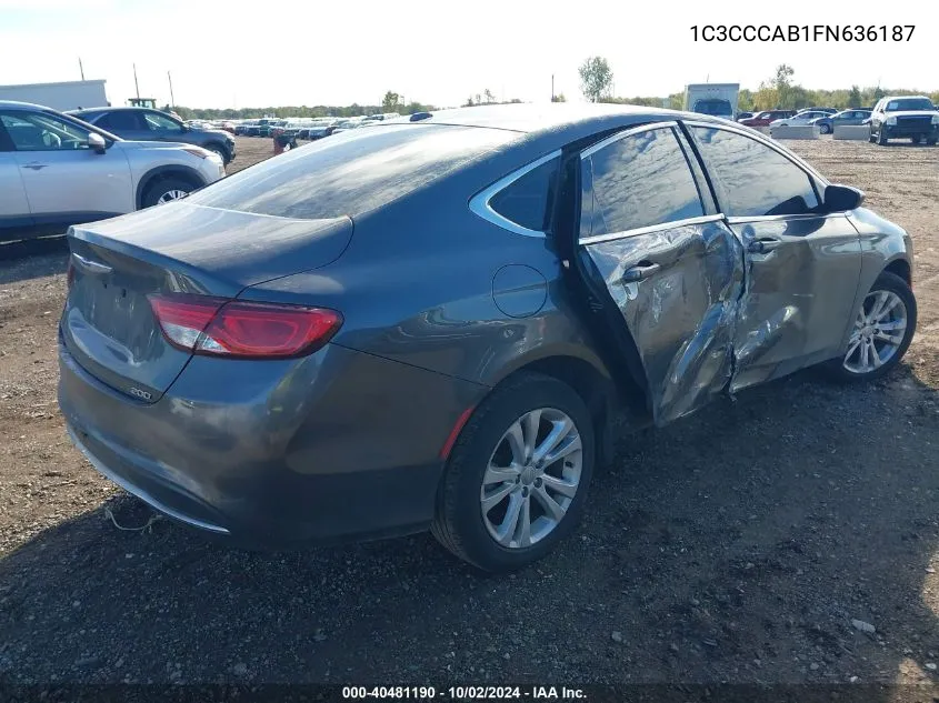 1C3CCCAB1FN636187 2015 Chrysler 200 Limited