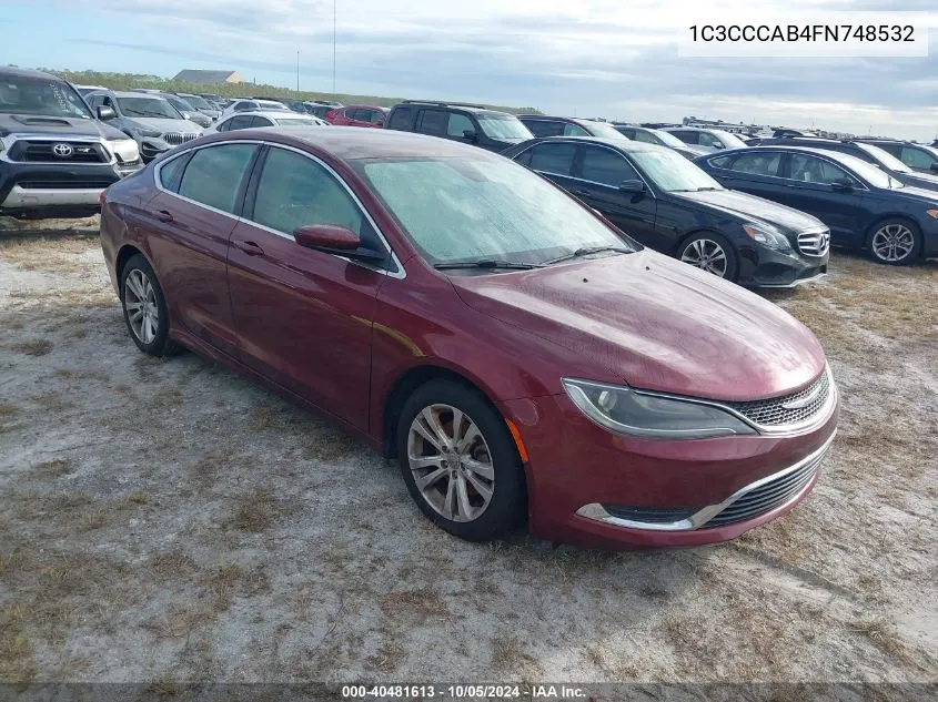 2015 Chrysler 200 Limited VIN: 1C3CCCAB4FN748532 Lot: 40481613